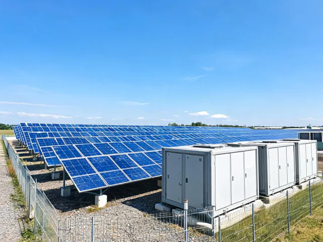 Battery storage system alongside solar equipment