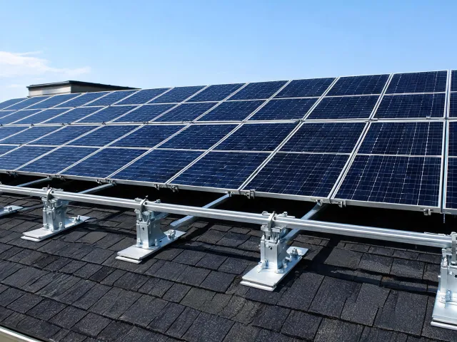 Solar mounting hardware on a rooftop